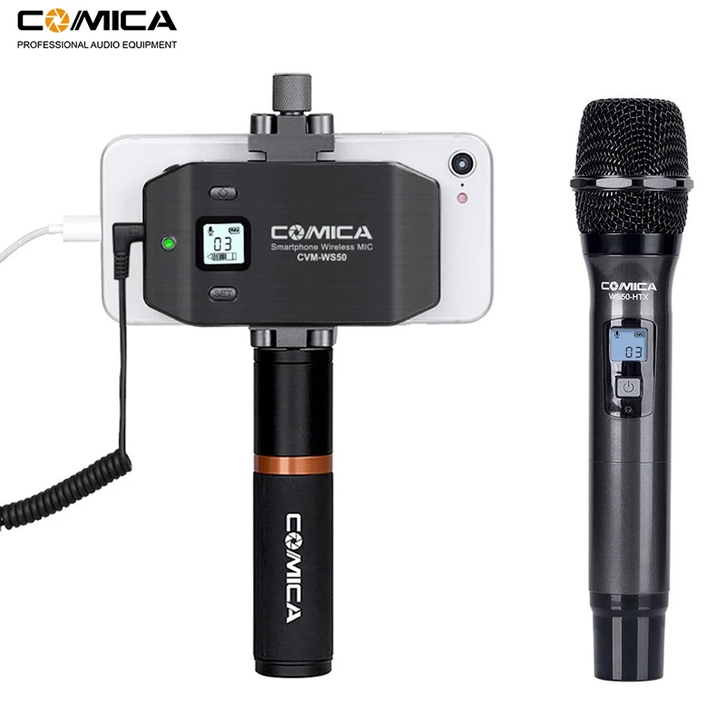 

Comica WS50(H) 6 Channels Wireless Smartphone Microphone System Handheld Microphone for iPhone Samsung Huawei Mobile Phones