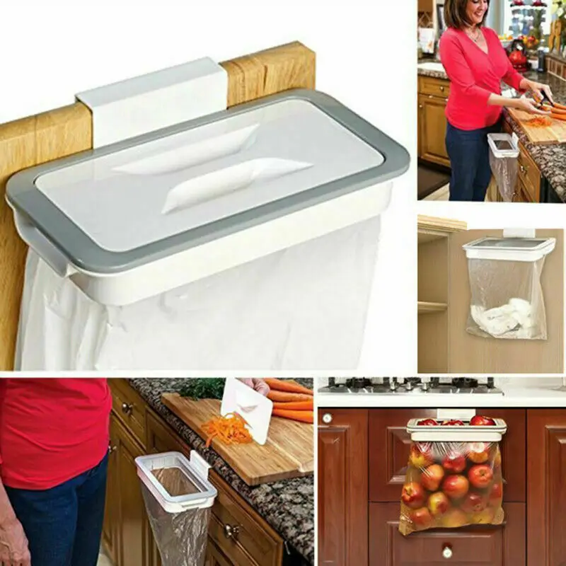 

Trash Garbage Hanging Bag Hanger Rubbish Holder Kitchen Support Cabinet Stand Hands Free Trash Bag Holder trash bag storage rack
