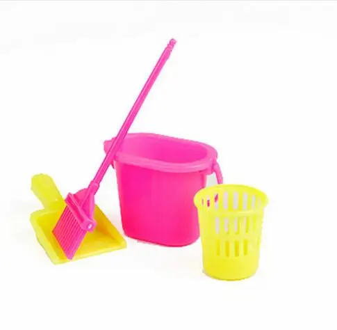 NK 4 قطعة/المجموعة الأميرة إكسسوارات دمي الأثاث مضحك لعب الدمى تنظيف كيت ل دمى باربي أداة التنظيف المنزلية لعب اطفال