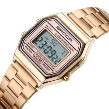 SANDA Luxury Golden Watches Men LED Digital Watch Sports Clock Men’s Stainless Steel Military Waterproof Wristwatches Relojes