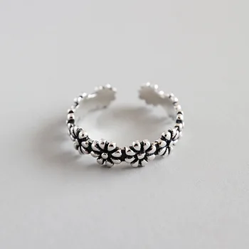 

Retro Vintage 100% Authentic S925 Sterling Silver Fine Jewelry Flower Pattern Ring J184