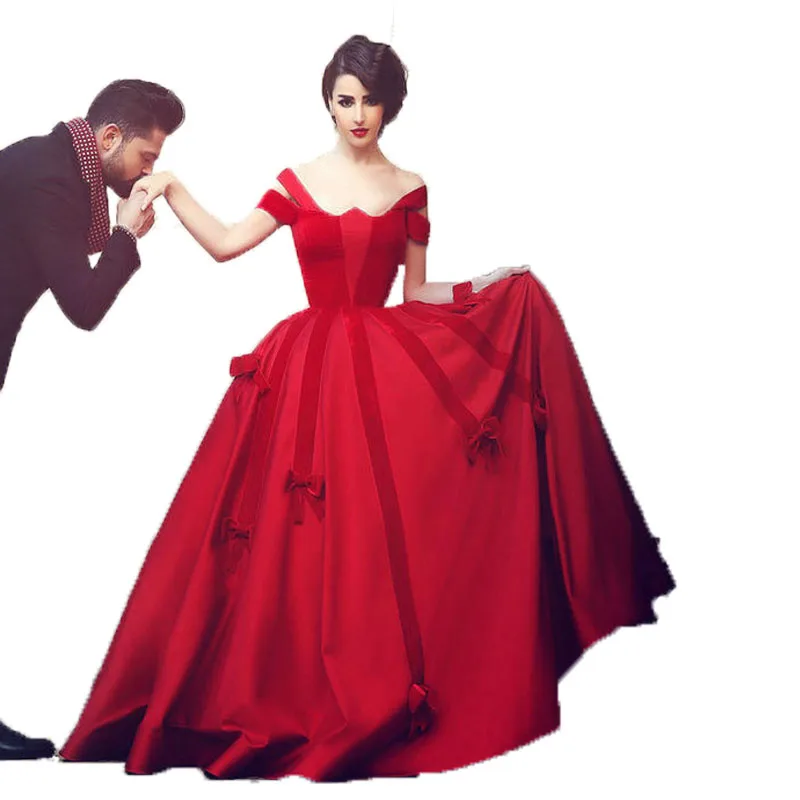 

Princess red prom dress 2015 ball gown satin vestido de formatura ball dress evening party dress WD11
