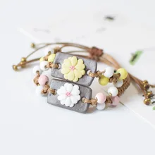 Fashion delicate hand-woven bracelet jewelry beautiful white flowers ceramic beaded bracelet- Free Shipping