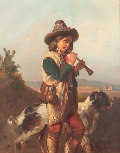 oil painting handpainted on canvas shepherd and dog