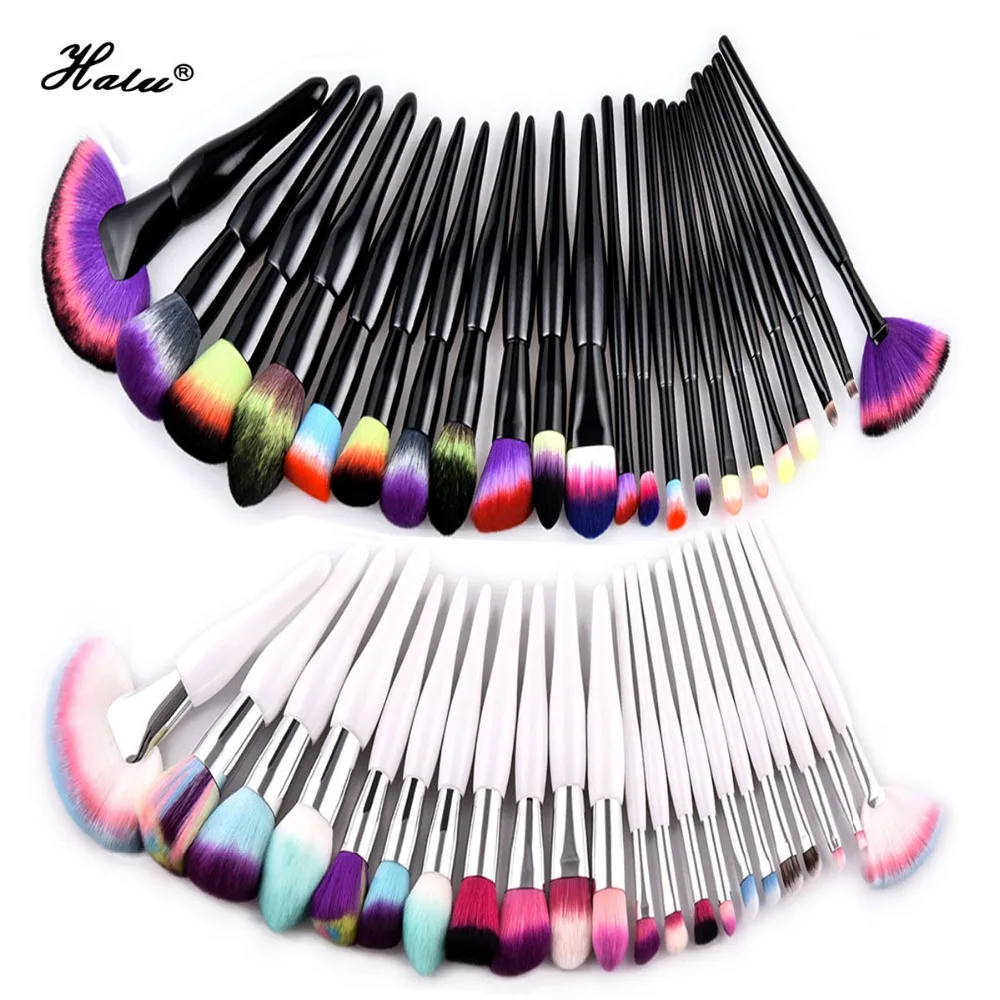 Halu Professional Gourd Foundation Makeup Brushes Set 22pcs Black White