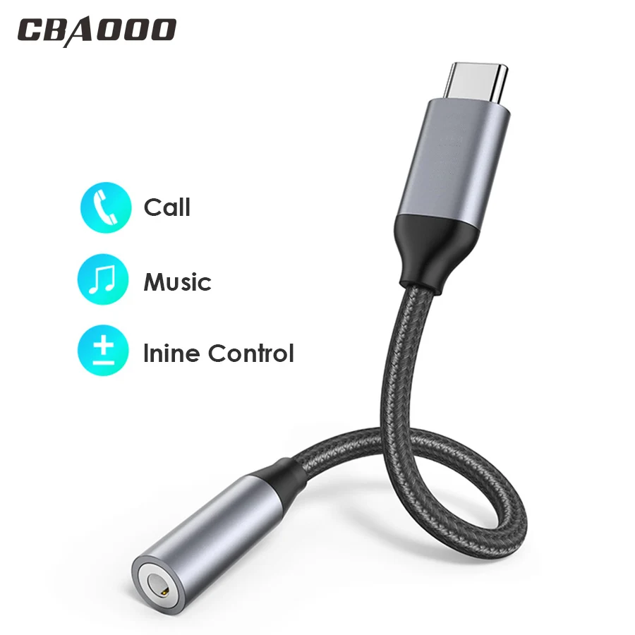 

CBAOOO USB Type-C to 3.5mm Headphone Jack Converter Earphone Audio Adapter Cable Type USB C for Samsung Galaxy Note 9 S9 Huawei
