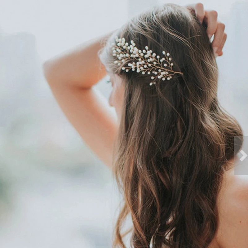 Элегантный Искусственный жемчуг ободок с листьями романтическая тиара невесты Свадебные украшения Аксессуары для волос