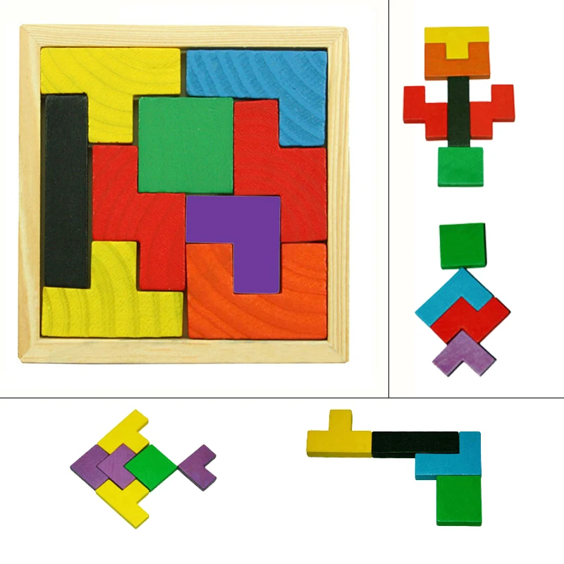 Новая деревянная головоломка Tangram, головоломка, тетрис, обучающая игра для детей, детские игрушки, пазлы, деревянные головоломки, WYQ