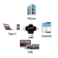 עבור ברק 4 ב 1 מסוג C / ברק / Micro USB / USB 2.0 כרטיס זיכרון קורא Micro SD Card Reader עבור אנדרואיד iPad / iPhone 7plus 6s5s הקורא OTG (5)