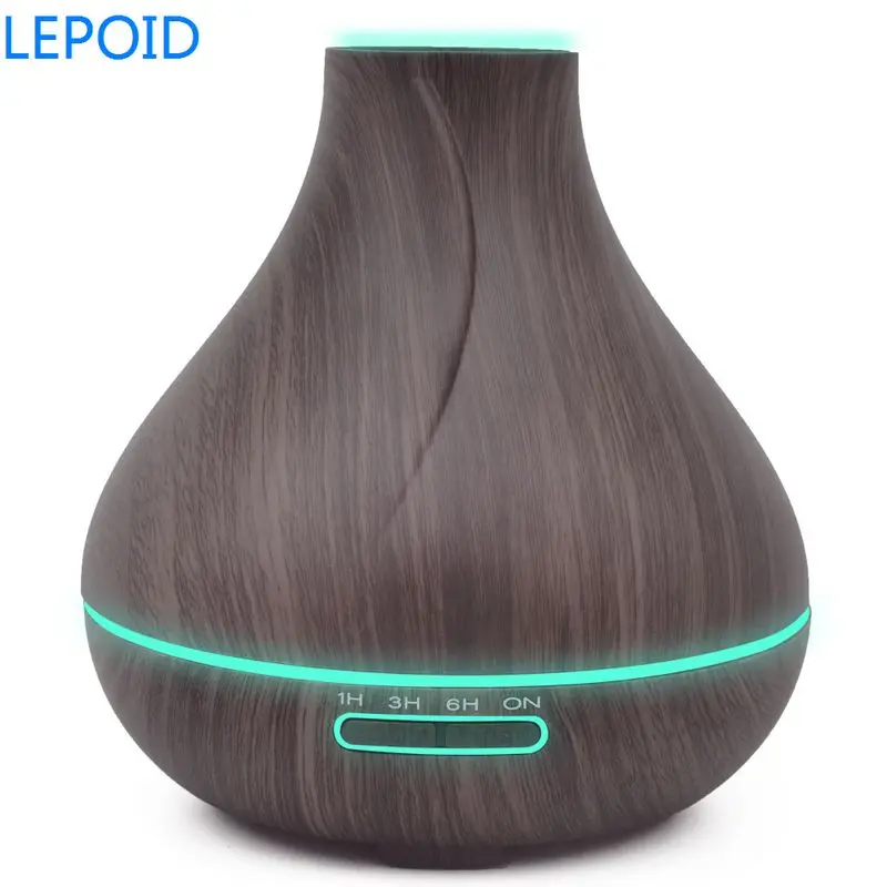 

LEPOID Aroma Mist Maker Essential Oil Diffuser Wood Aromatherapy Diffuser Fogger with 7 Colors LED Light for Home 400ml