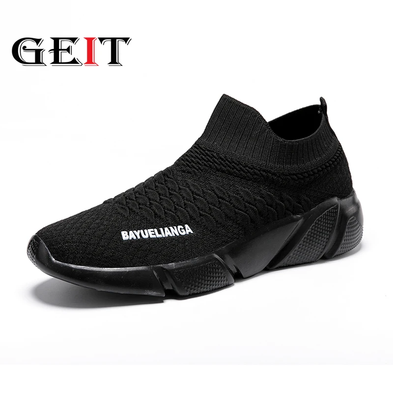 

GEIT Sneakers Women Men Knit Upper Breathable Sport Shoes Sock Boots Woman Chunky Shoes High Top Running Shoes For Men Women