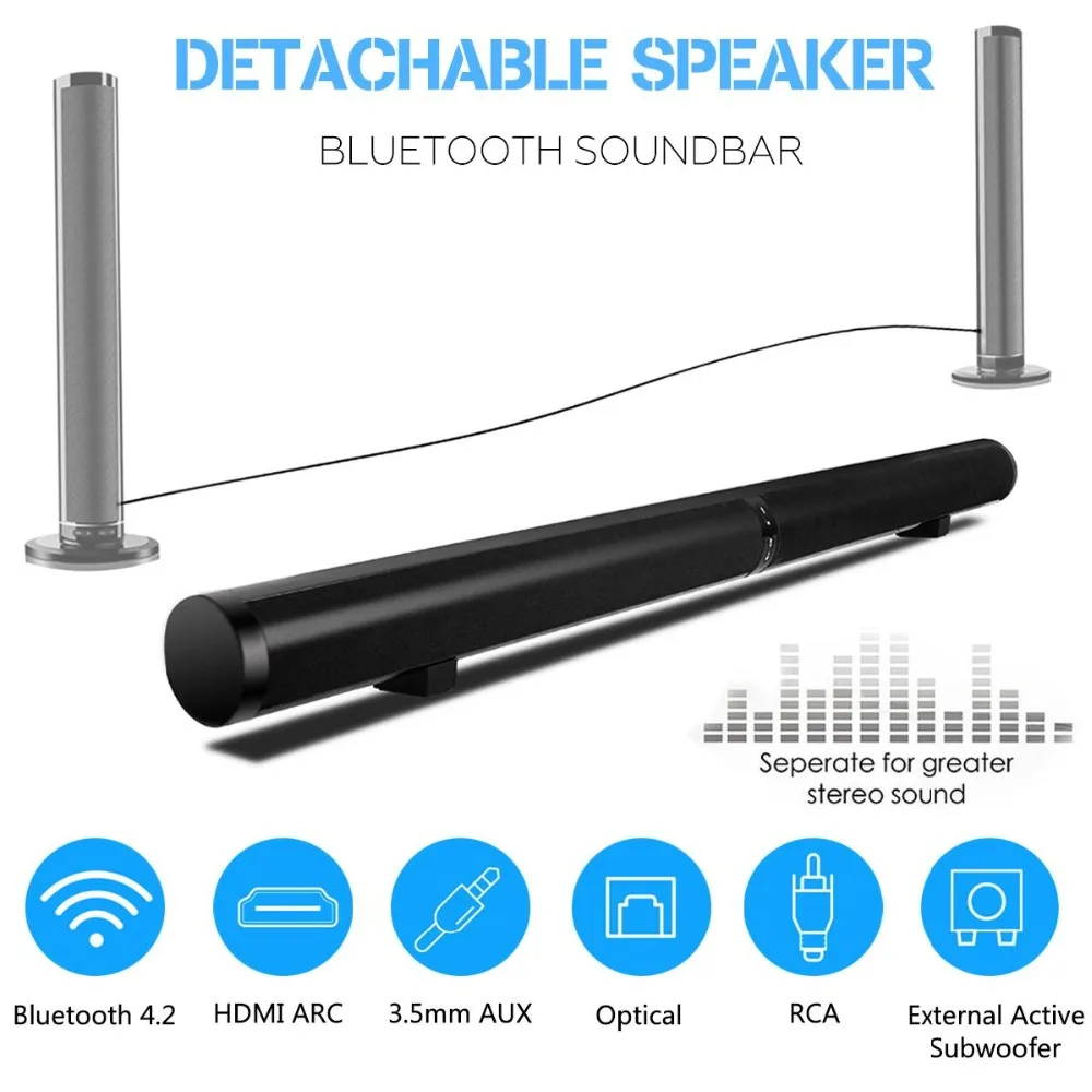  TV Soundbar Bluetooth Speaker Wireless Stylish Fabric Sound Bar Hifi 3D Stereo Surround Support RCA