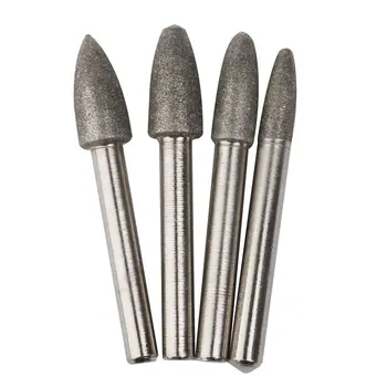 

LIXF 4 pcs diamond rod 6 mm Coating Grinding Burrs Bits 6 / 8 / 10 / 10 mm