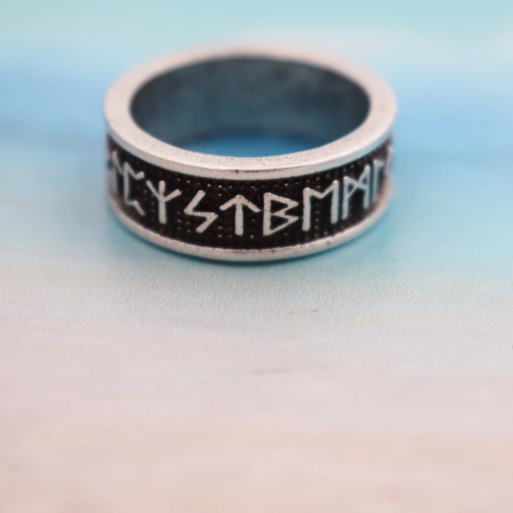 Санлан викингов Celtics Nordic скандинавской ювелирные изделия Viking Старший ФУТАРК кольцо руны с полного размера