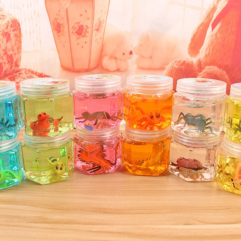 

Colorful Plasticine DIY Jelly Mud Insect Fish Animal Dinosaur Hexagon Bottle Bubble Light Clay Crystal Slime Modeling Clay