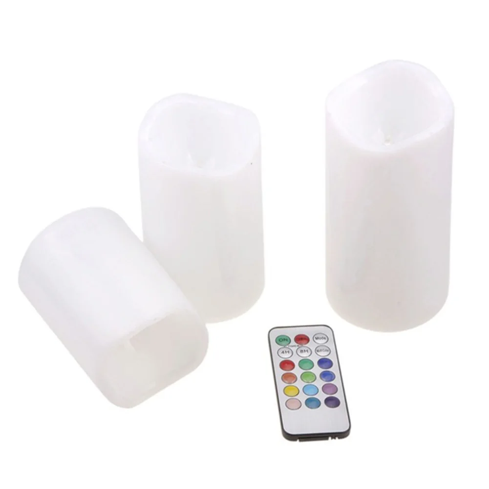 

3pcs LED Lamp Ivory Candle light with remote changing color creative lamp for home bedroom Drop Shipping