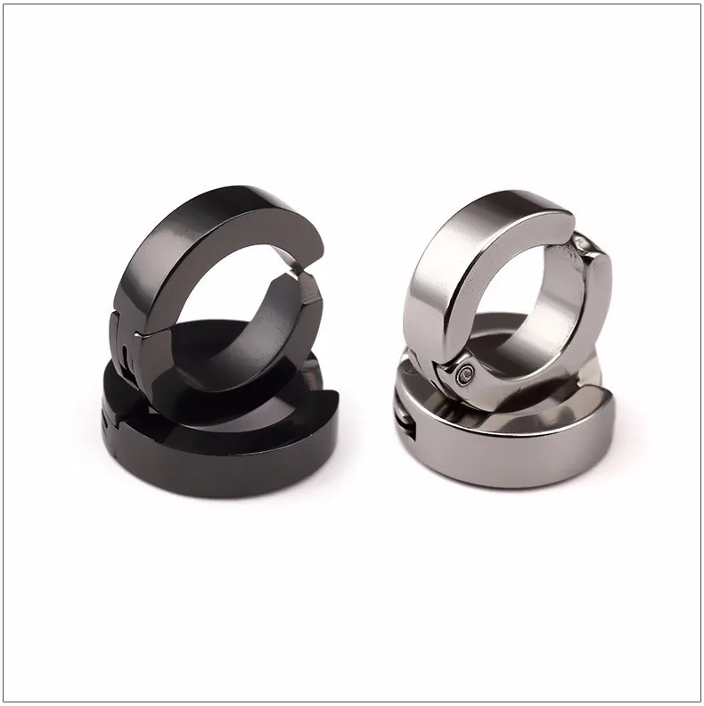 

Trendy jewelry cool four colors available stainless steel small hoop earring ear clip single piece men earrings