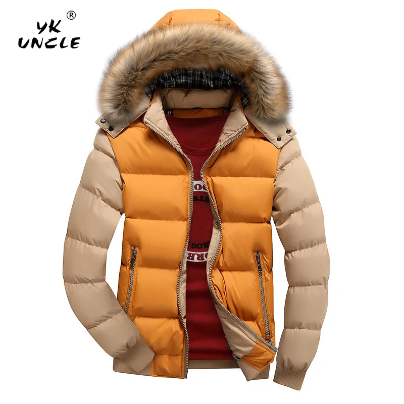 YK UNCLE бренд 2018 мужская одежда зимняя куртка с разборкой капюшоном теплое пальто