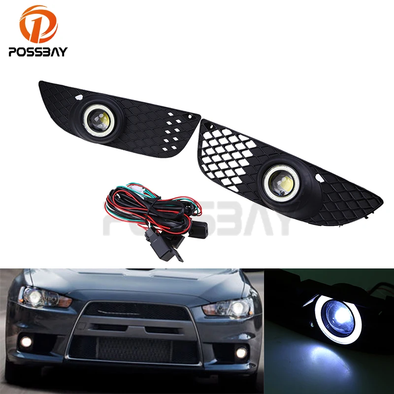  POSSBAY Car Daytime Running Light Foglights LED Angle Eyes Ring Fog Light For Mitsubishi Lancer 200 - 32887271353