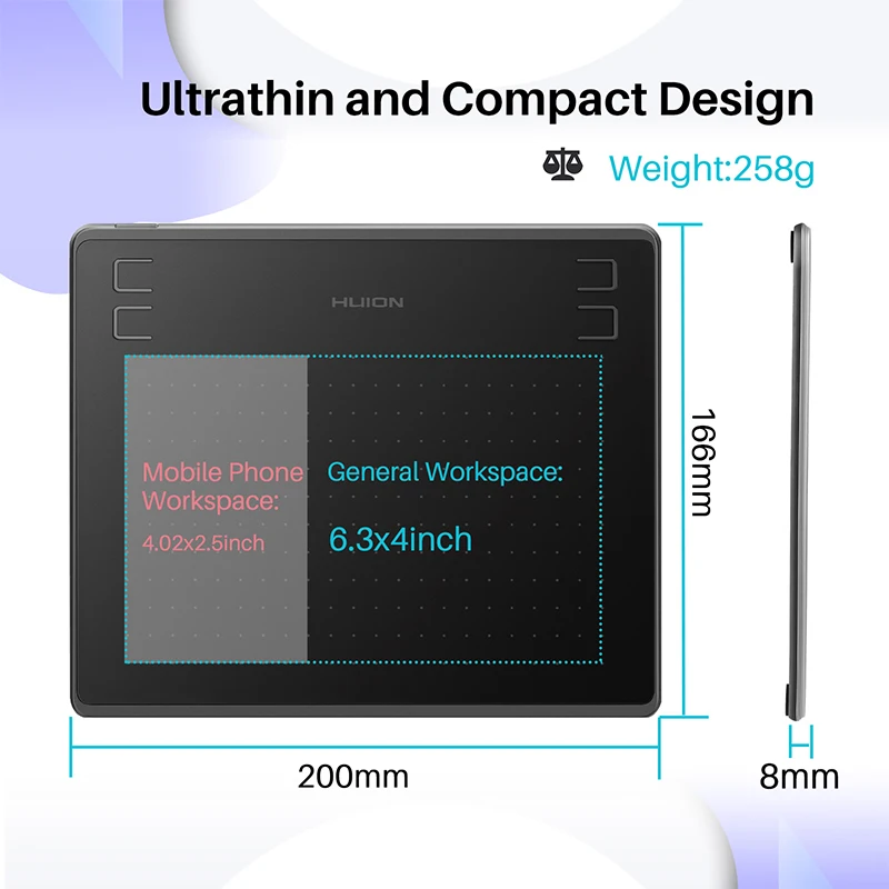 HUION HS64 gráficos dibujo Tabletas digitales OTG función firma pluma tableta con Stylus sin batería para Android Windows macOS - 2