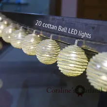 20 светодиодный гирлянда с хлопковым шаром на батарейках, светодиодный гирлянда для украшения гирлянды для праздника, вечерние, свадебные, свадебные украшения