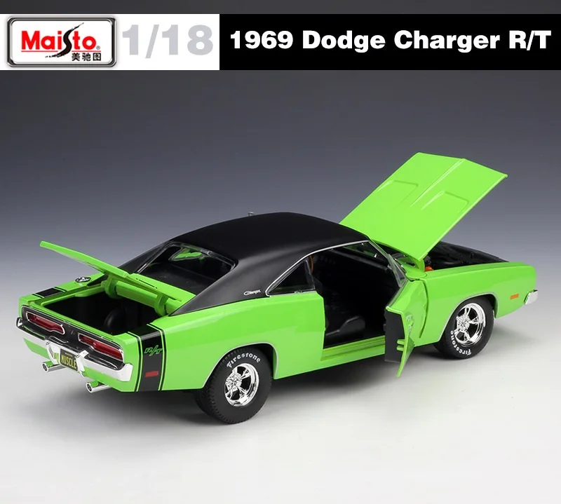 1:18 Maisto Dodge charger RT 1969 переоборудованный зеленый литой под давлением модель автомобиля