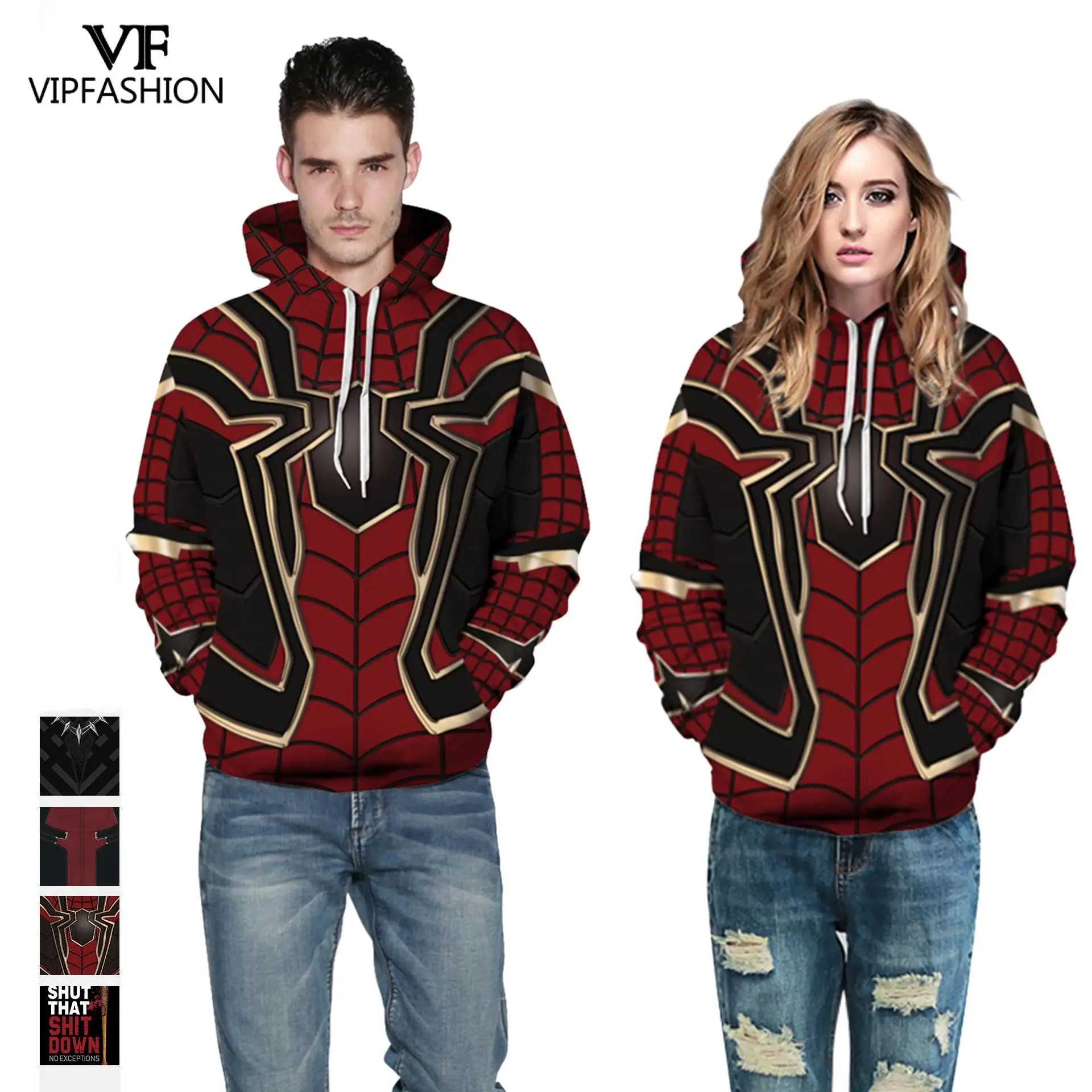 

VIP Fashion 2019 Latest Popular 3d Print Halloween Sweatshirt Avengers Infinity War Iron Spider Man Cosplay Party Couple Hoodies
