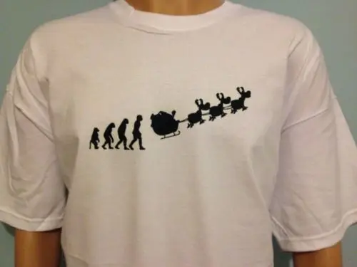 EVOLUTION DE PAPA NOEL CLAUS Gracioso Darwin estilo navidad camiseta|Футболки| |