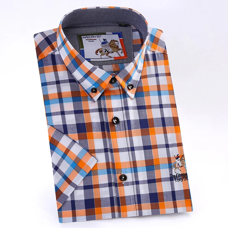 Рубашка мужская с коротким рукавом в клетку из мягкого хлопка|shirt big size|mens dress