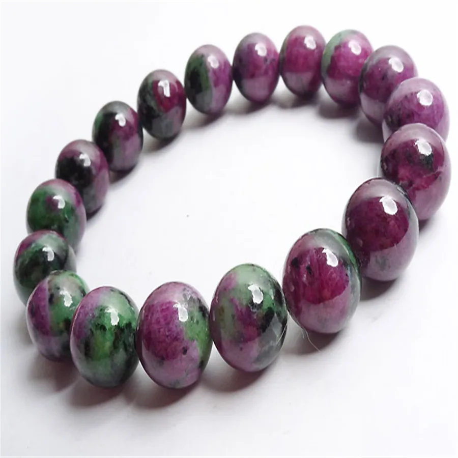 

Green And Red Genuine Zoisite Natural Stone Bracelets For Women Femme 13mm Round Bead Stretch Bracelet Drop Shipping