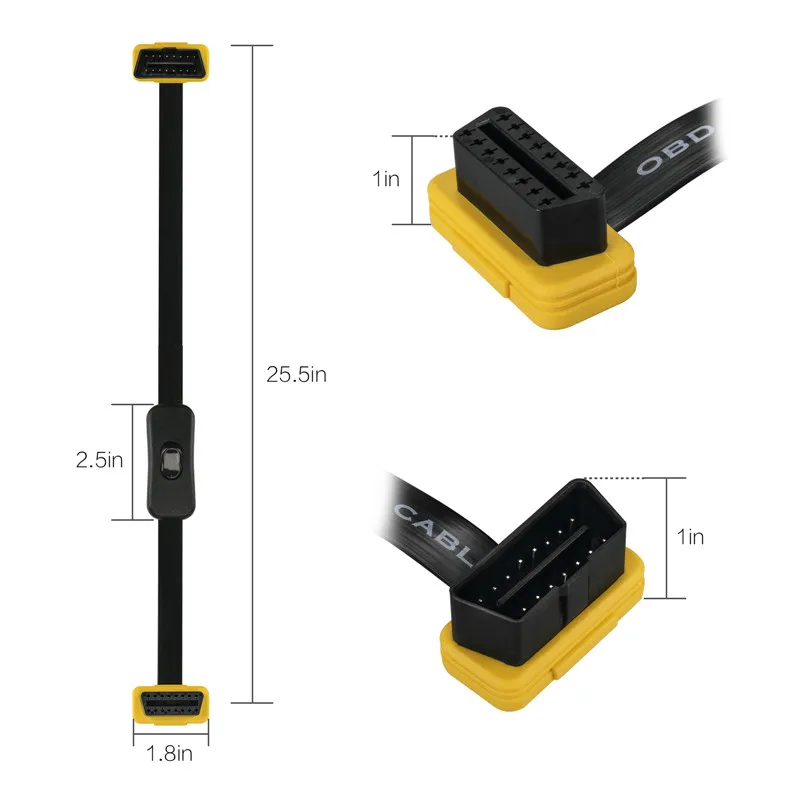 AUTOOL 60 см с разъемом адаптера типа переключателя OBD2 удлинитель ELM327 16 Pin|cable pin|16