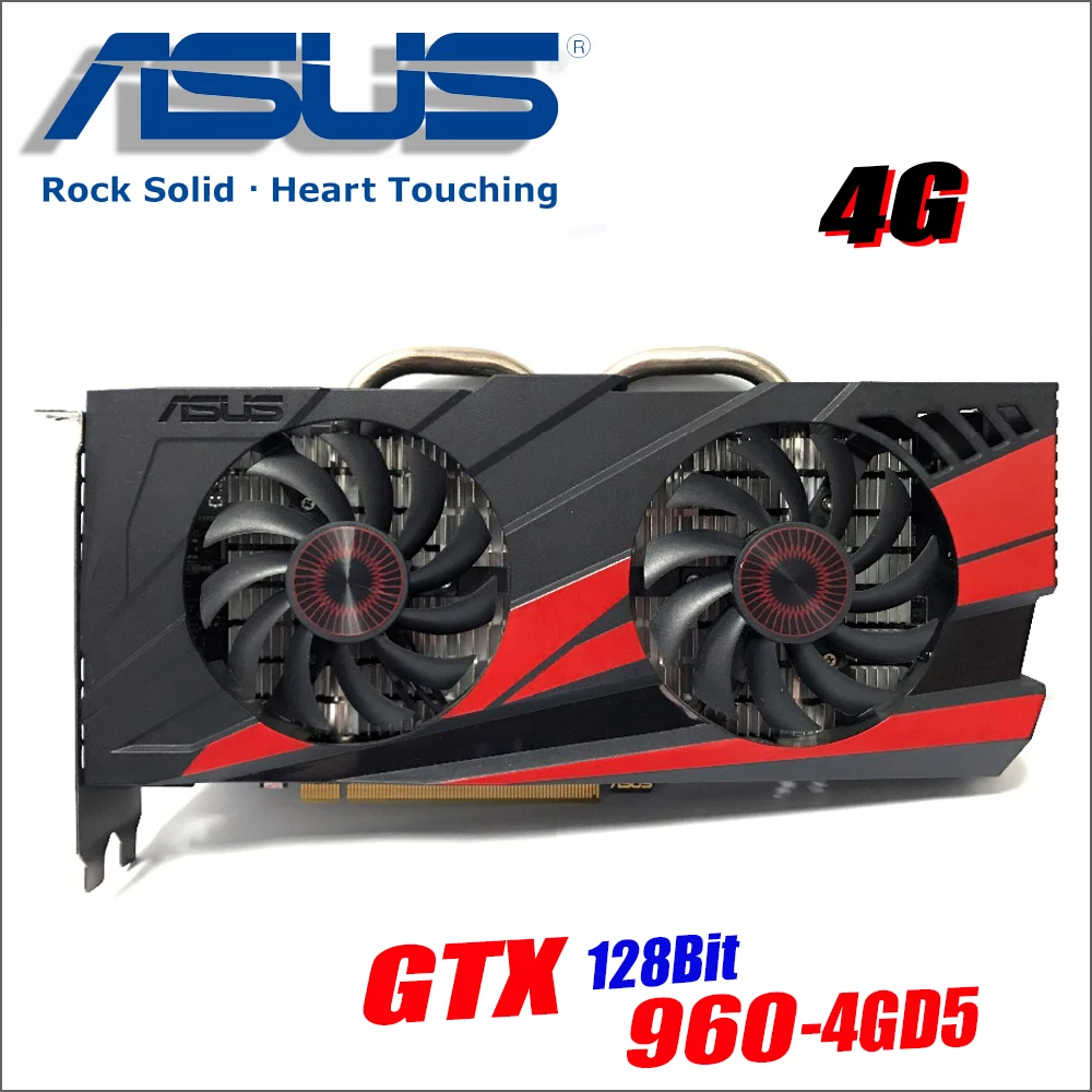 Оригинальная Видеокарта ASUS GTX960-DC2OC-4GD5 GTX 960, 4 Гб, 128 бит, GDDR5, видеокарты для nVIDIA, VGA, Geforce, Hdmi, Dvi, gam, GTX960, 4g