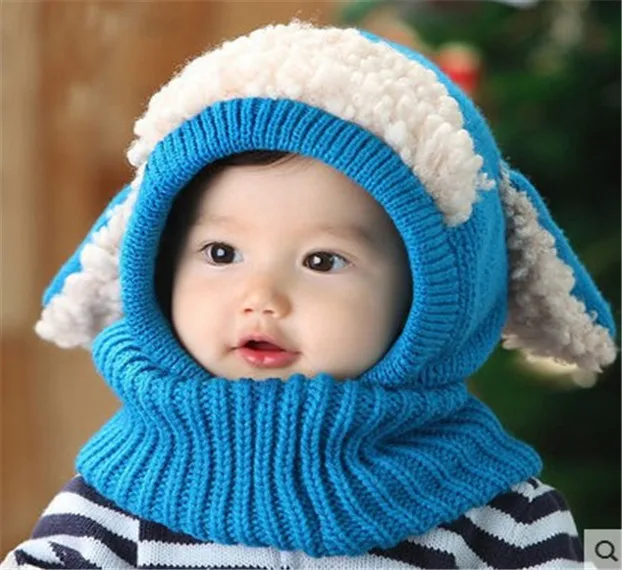 Симпатичные детские шляпы, вязаные крючком детские шапки для мальчиков и девочек, вязаные шерстяные шарфы с капюшоном, зимняя теплая шапка, шапки из овечьей шерсти
