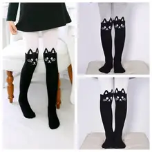 Детские лоскутные колготки с котом для девочек хлопковые эластичные колготки Милые теплые колготки