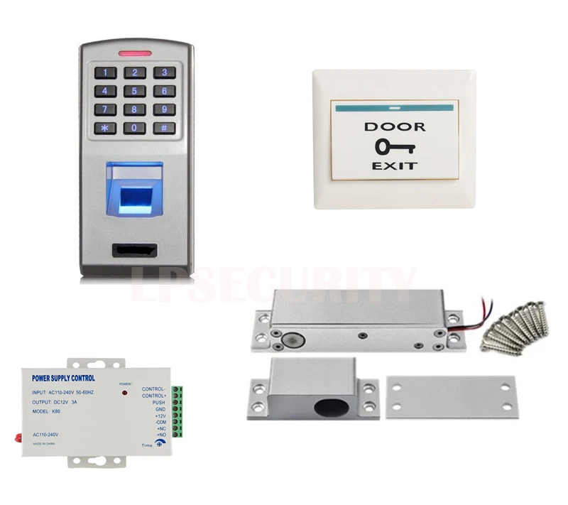 

exposed mounting Fail Safe Door & Gate Access Control Electric Magnetic Deadbolt Drop bolt Door Lock metal fingerprint reader