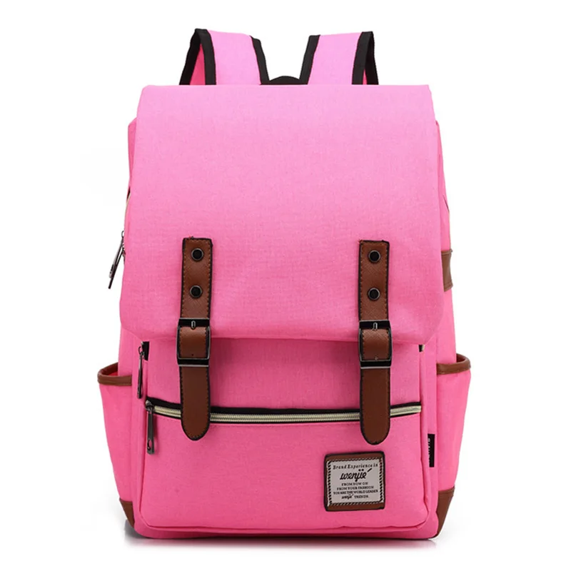 New Hot Leather Belt Anti Theft Boy Girl Student School Bag Teenagers Schoolbags Canvas Women Bagpack Men Backpack Travel Bag - Цвет: 08