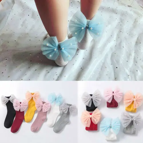

New Toddler Baby Girl Child Kid Ankle High Lace Frilly Cotton Princess Socks Big Bow