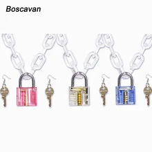 Мода для женщин и мужчин цепочка унисекс чокер воротник медь прозрачный висячий замок смола звено воротник ожерелье s m l xl