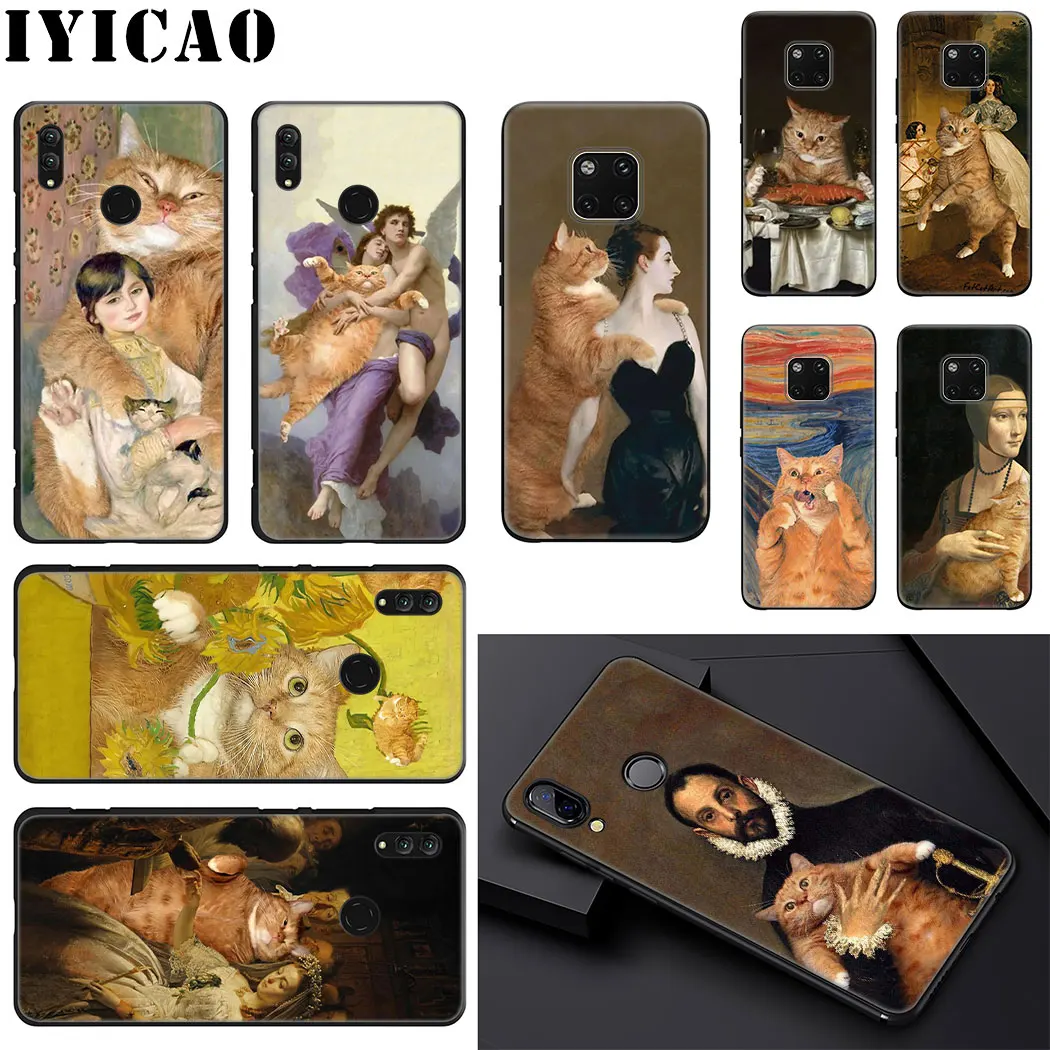 IYICAO Famous painting Orange cat Soft Phone Case for Huawei Mate 10 20 Lite Pro Nova 2i 3 3i 4 Cover |
