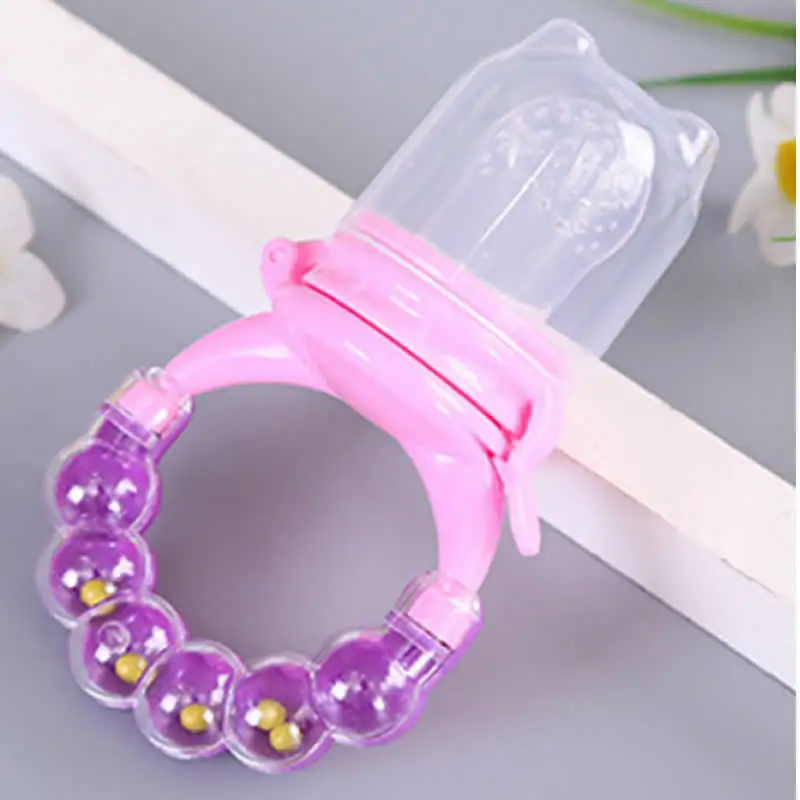 purple ring L Новые Детские Прорезыватели для зубов свежий Еда Зубастик Фидер для кормления; безопасные детские принадлежности соска Прорезыватель для зубов бутылочки для кормления детей чайников чашки - Цвет: purple ring L