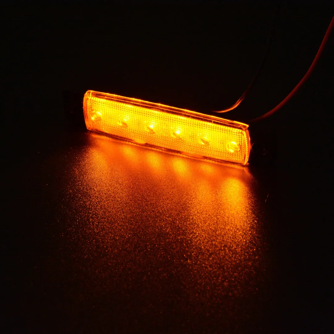 30pcs/set 24V 6LED Truck Trailer Bus Side Marker Indicators Light Red+White+Yellow External Lights for Auto Car