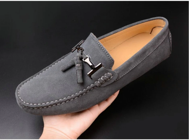 Mens Casual Shoe Loafers Genuine Leather Shoes Men Big Size 46 Driving Boat Shoe Slip-on Men Loafers Suede Shoes Dress 2019 New (16)