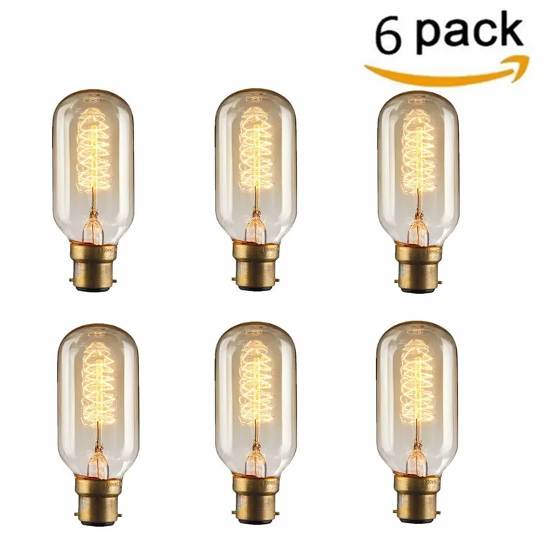 6 Pack 30W B22 T45 24Anchors Squirrel Cage Vintage Edison Radio Valve