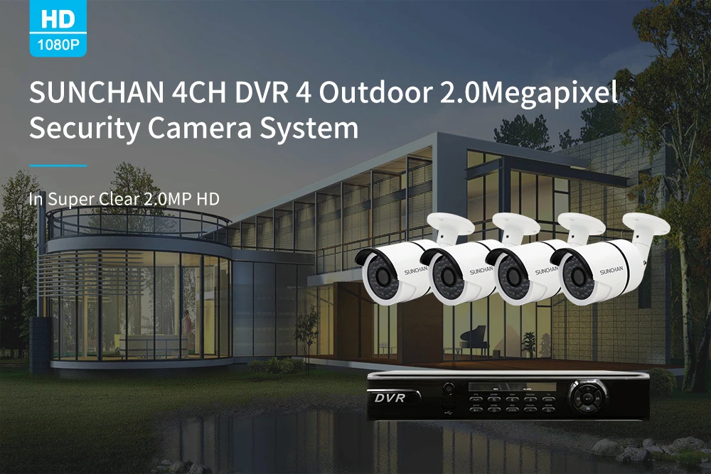 Sunchan HD AHD-H 4CH 1080 P 2.0MP SONY CCD камеры систем безопасности 4* 1080 P наружного видеонаблюдения ночного видения системы домашней безопасности 1 ТБ HDD видеонаблюдение комплекты камеры видеонаблюдения