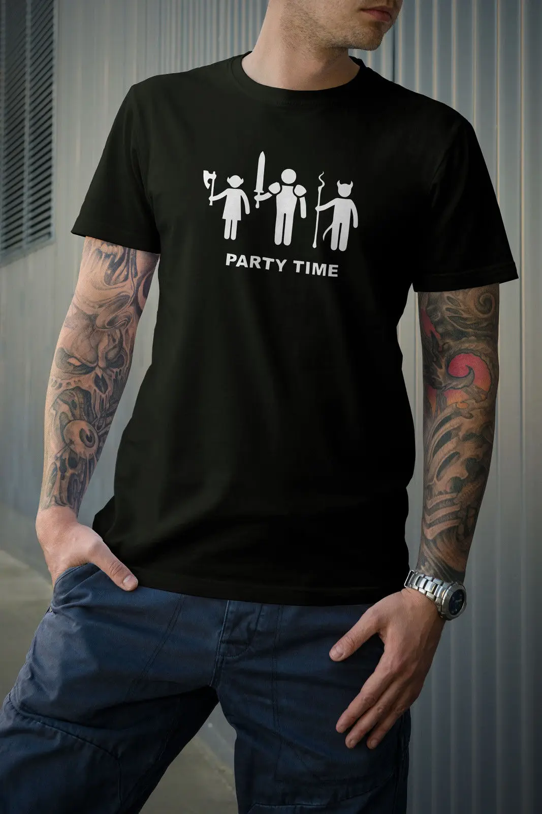 Dungeons and Dragons Party Time T-Shirt custom printed tshirt hip hop funny tee mens shirts 100% Cotton Classic | Мужская одежда