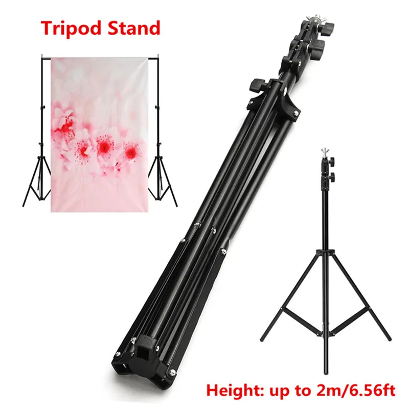 

3-Section 25/22/19 mm Black Aluminium Alloy Collapsible Background Support Stand Kit Adjustable Crossbars Photography Holder