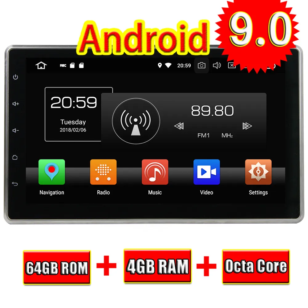 Topnavi Android 8,1 4 ядра автомобильный мультимедийный плеер для 10,1 дюймов Универсальный без DVD gps навигации Autoaudio радио видео
