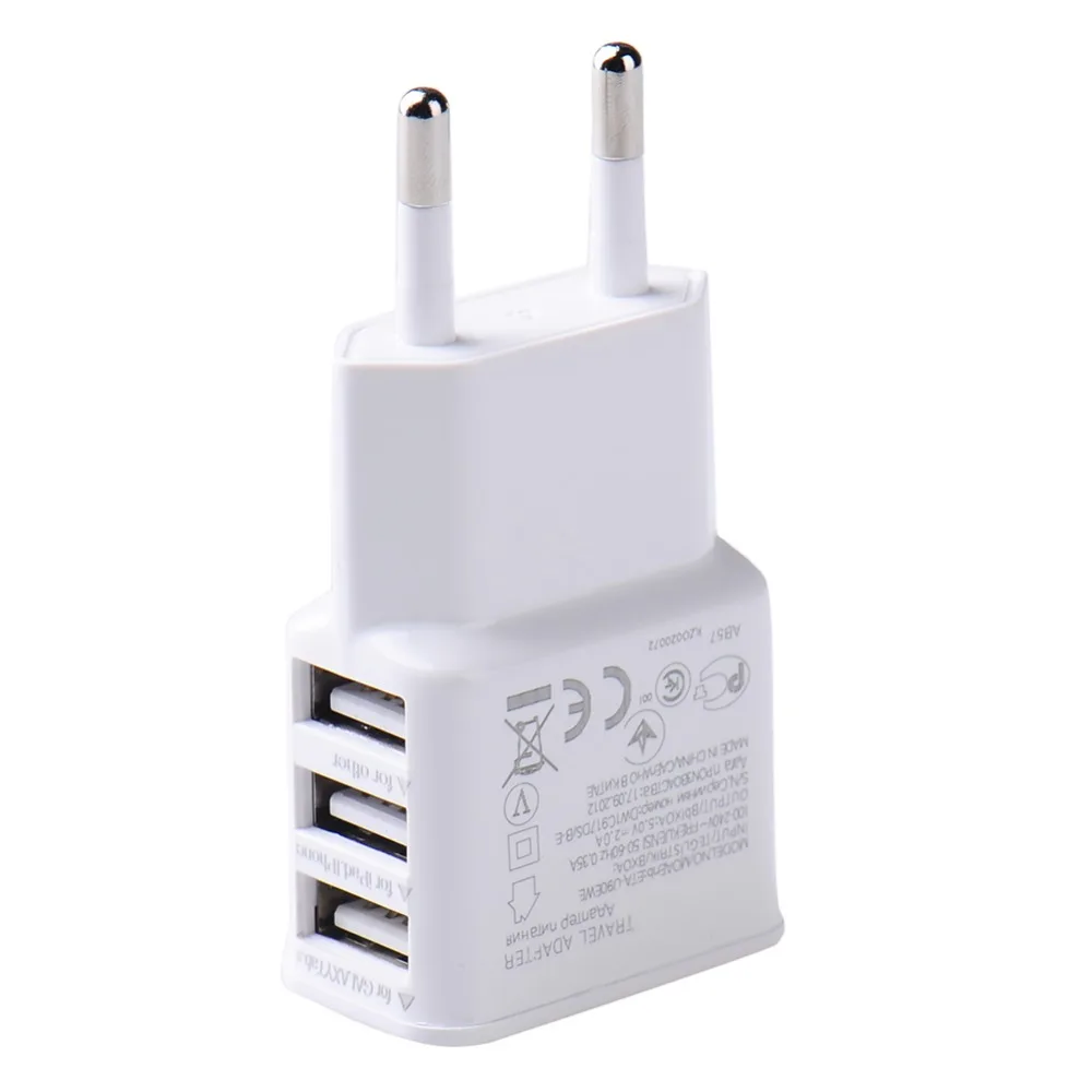 

USB Wall AC Charger 5V 2.0A 3 Ports EU Plug Adapter for Samsung Galaxy S5 S4 S3 S2 Note 4 for iPhones xiaomi huawei For iPad