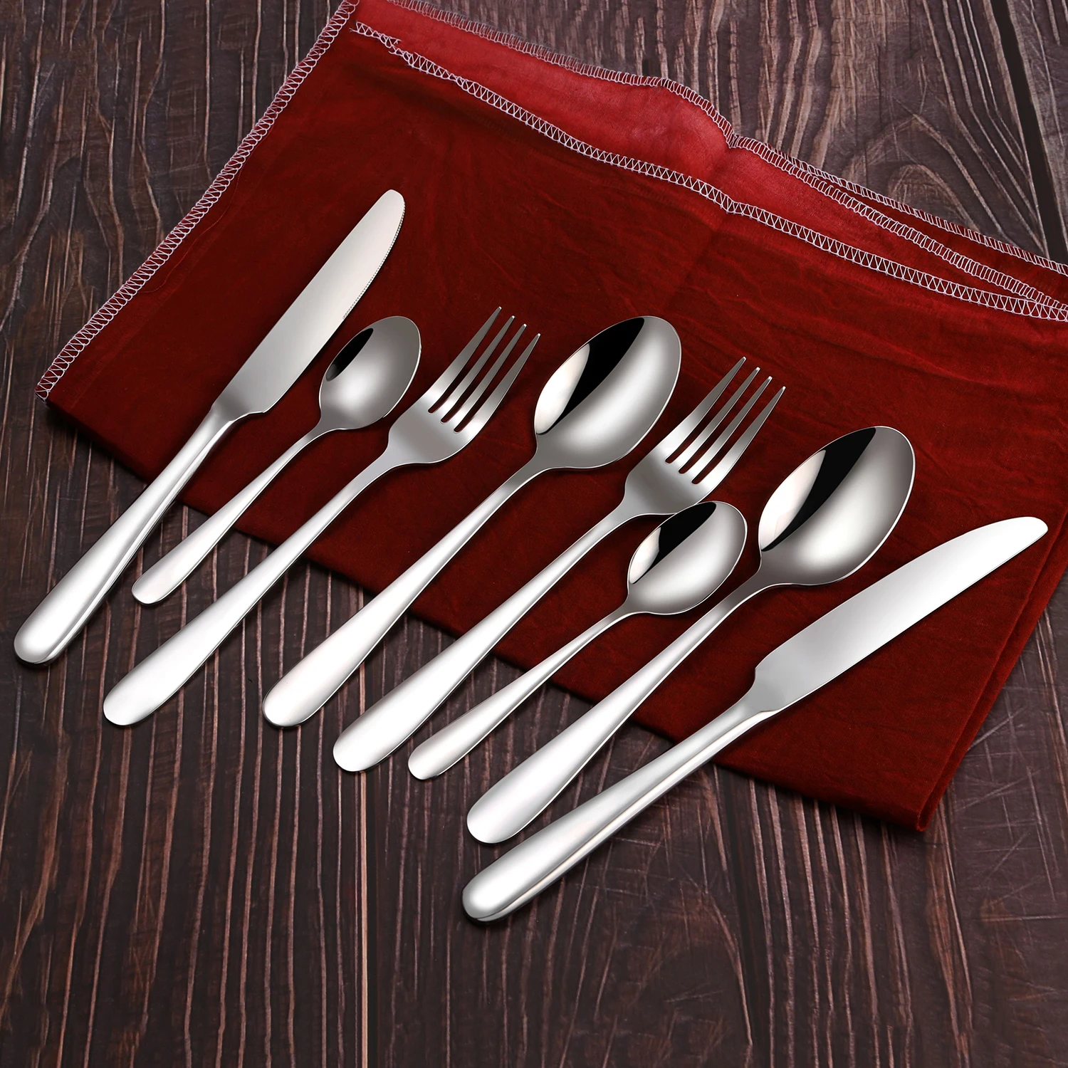 

20pcs Flatware Set 18/10 Stainless Steel Cutlery Food Grade Knife Fork Spoon Set SS304 Tableware Mirror polishing for Home