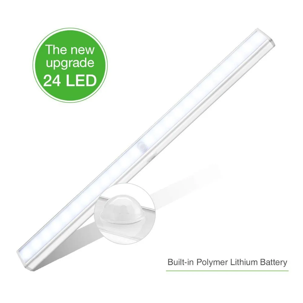 cheap Cabinet Lights Closet Lights Motion Sensor 24 LED USB Rechargeable Wireless Lighting Magnetic Stick Emergency Lighting Wall